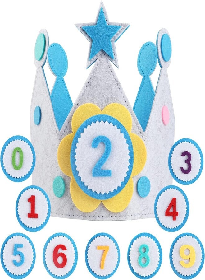 Incrizma Reusable Birthday Party Hat Crown for Kids, Felt HappyBirthday Hat with Adjustable Velcro, Girls Boys Baby Photo Props, Birthday Party Tiara for Children Aged 1-9 (Multi color - Blue) - Image 2